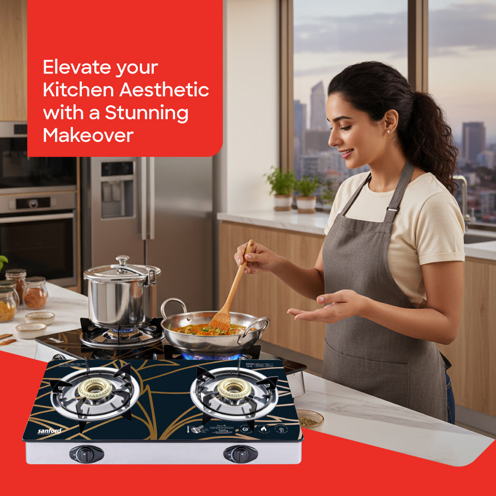 Sanford Double Burner Glass Gas Stove | SF5228GC-A - buysanford