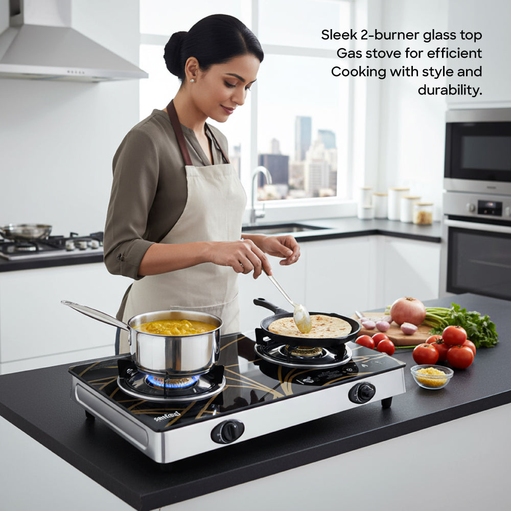 Sanford Double Burner Glass Gas Stove | SF5228GC-A - buysanford