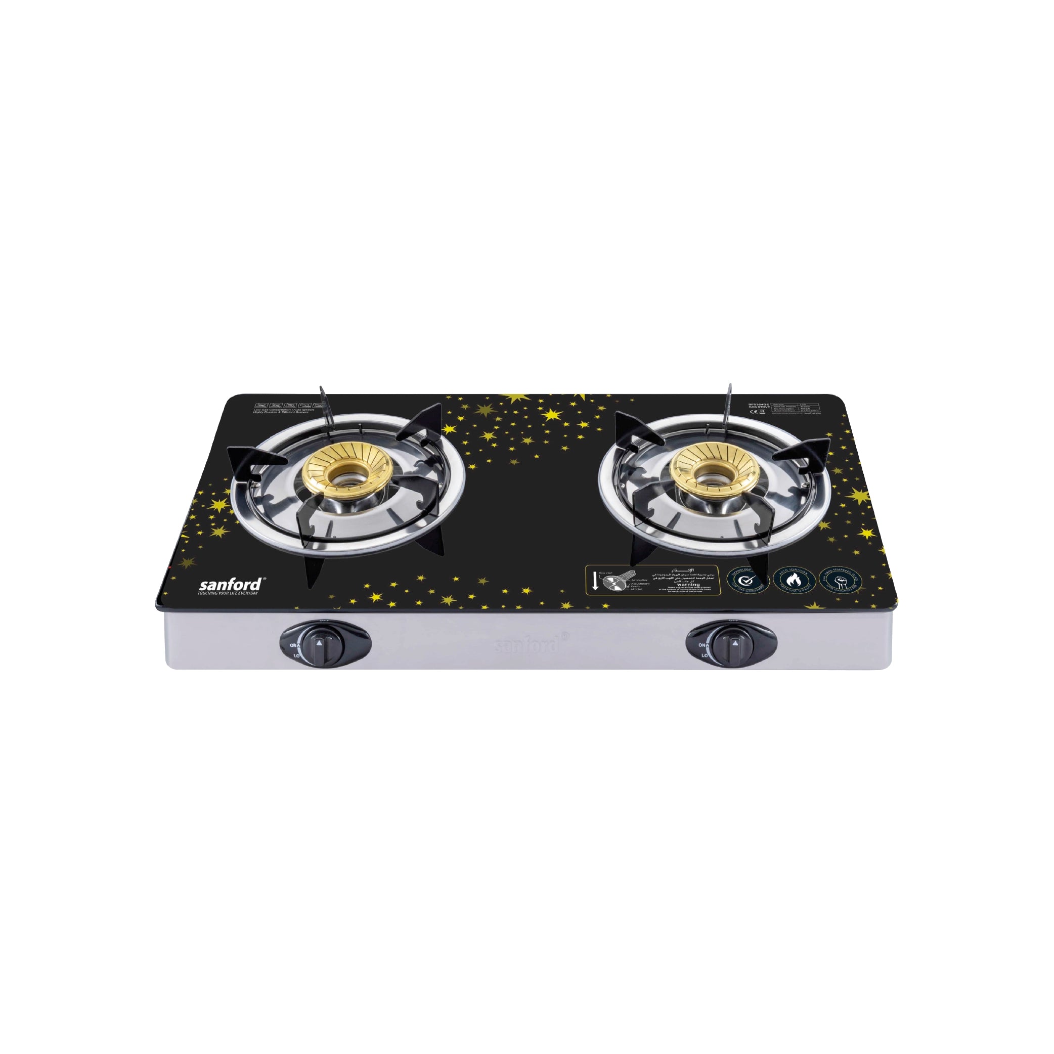 double burner glass gas stove durable sanford 1