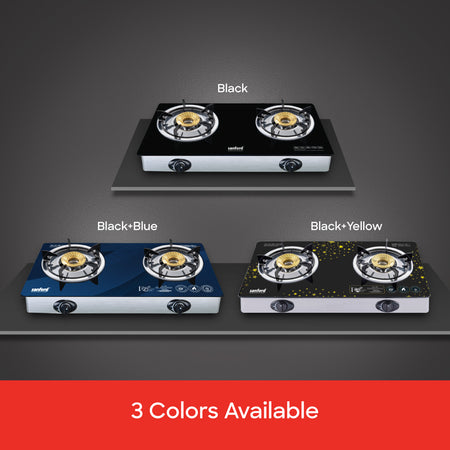 Sanford Double Burner Glass Gas Stove | SF5228GC-B - buysanford