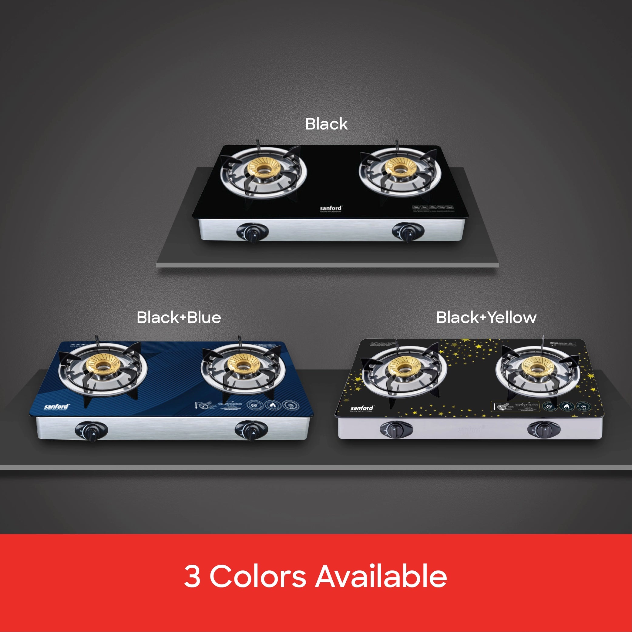 double burner glass gas stove durable sanford 5