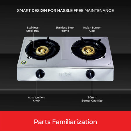 stainless steel double burner gas stove auto ignition sanford 5