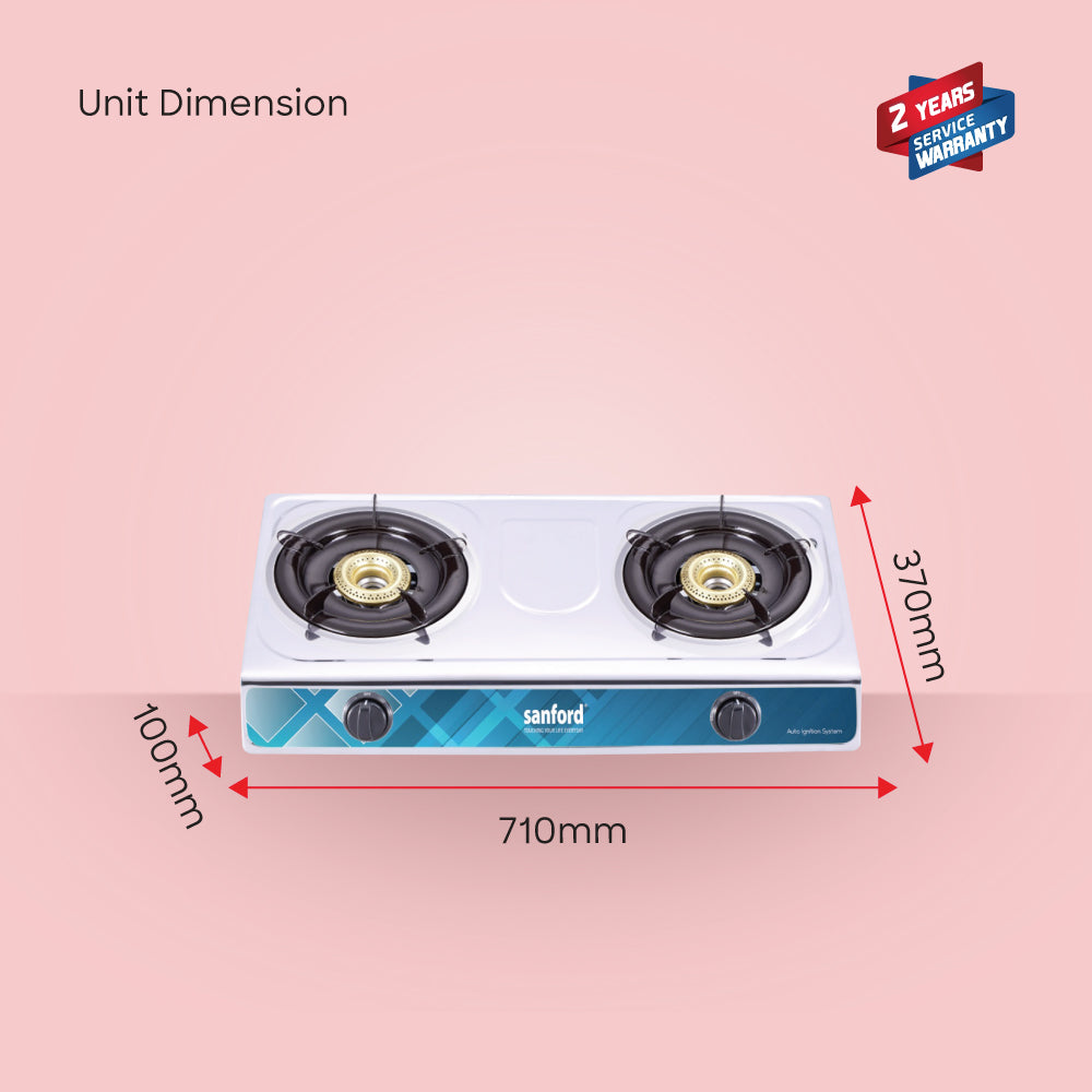 Sanford Stainless Steel Double Burner Gas Stove with Auto Ignition|SF5313GC A - buysanford