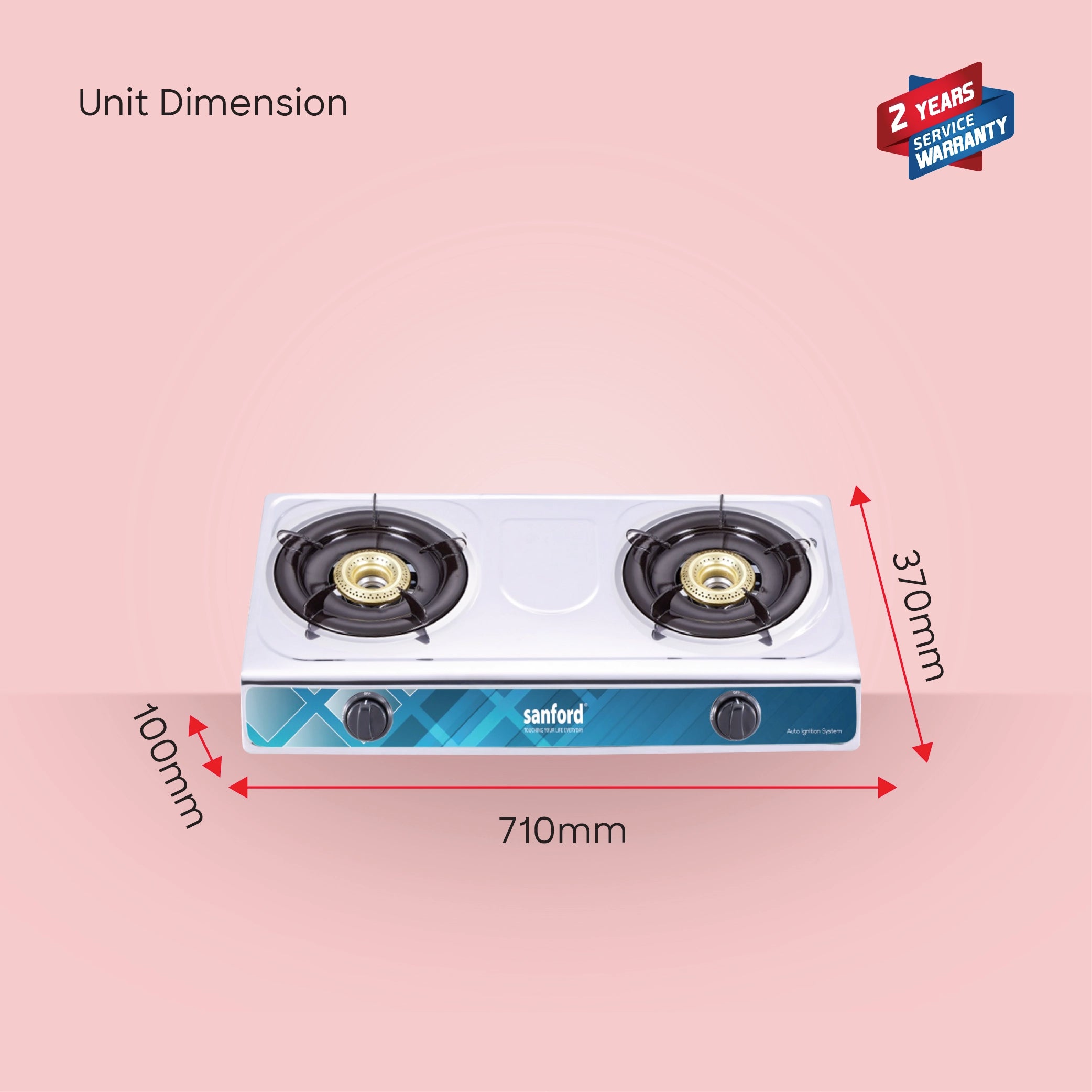 stainless steel double burner gas stove auto ignition sanford 6