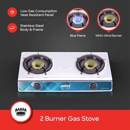 double burner gas stove auto ignition blue flame sanford 3
