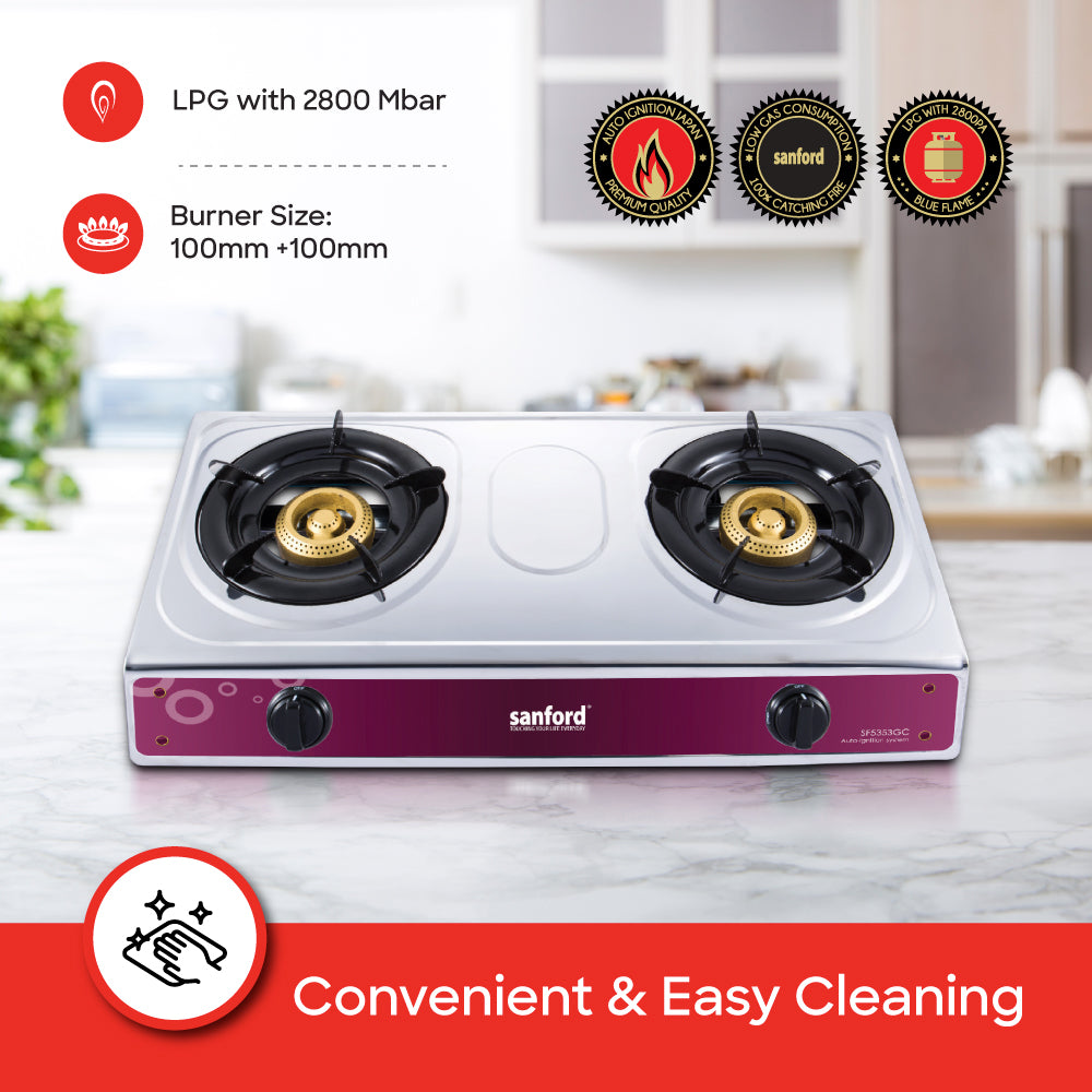 Sanford Double Burner Stainless Steel Gas Stove | SF5353GC - buysanford