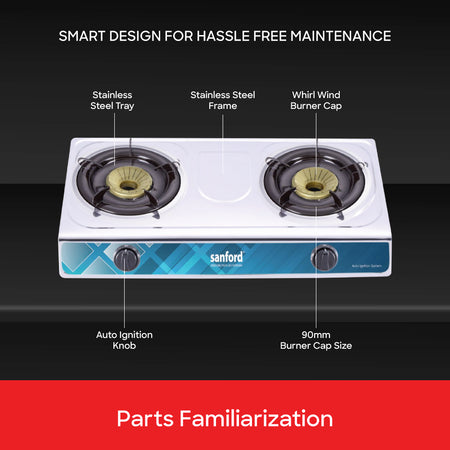 Sanford Double Burner Gas Stove with Auto Ignition & Blue Flame|SF5313GC B - buysanford