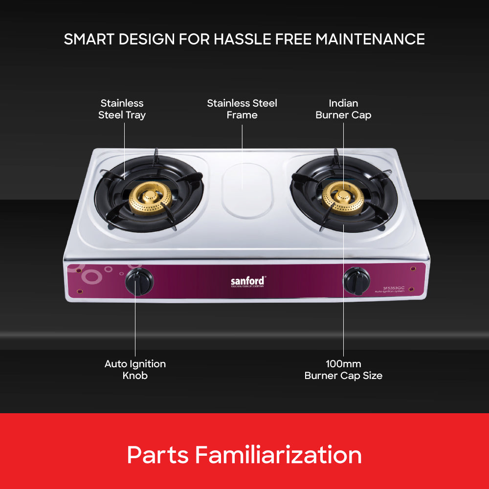 Sanford Heavy Cast Iron Gas Stove with Indian Burner Cap|SF5353GC 2B - buysanford