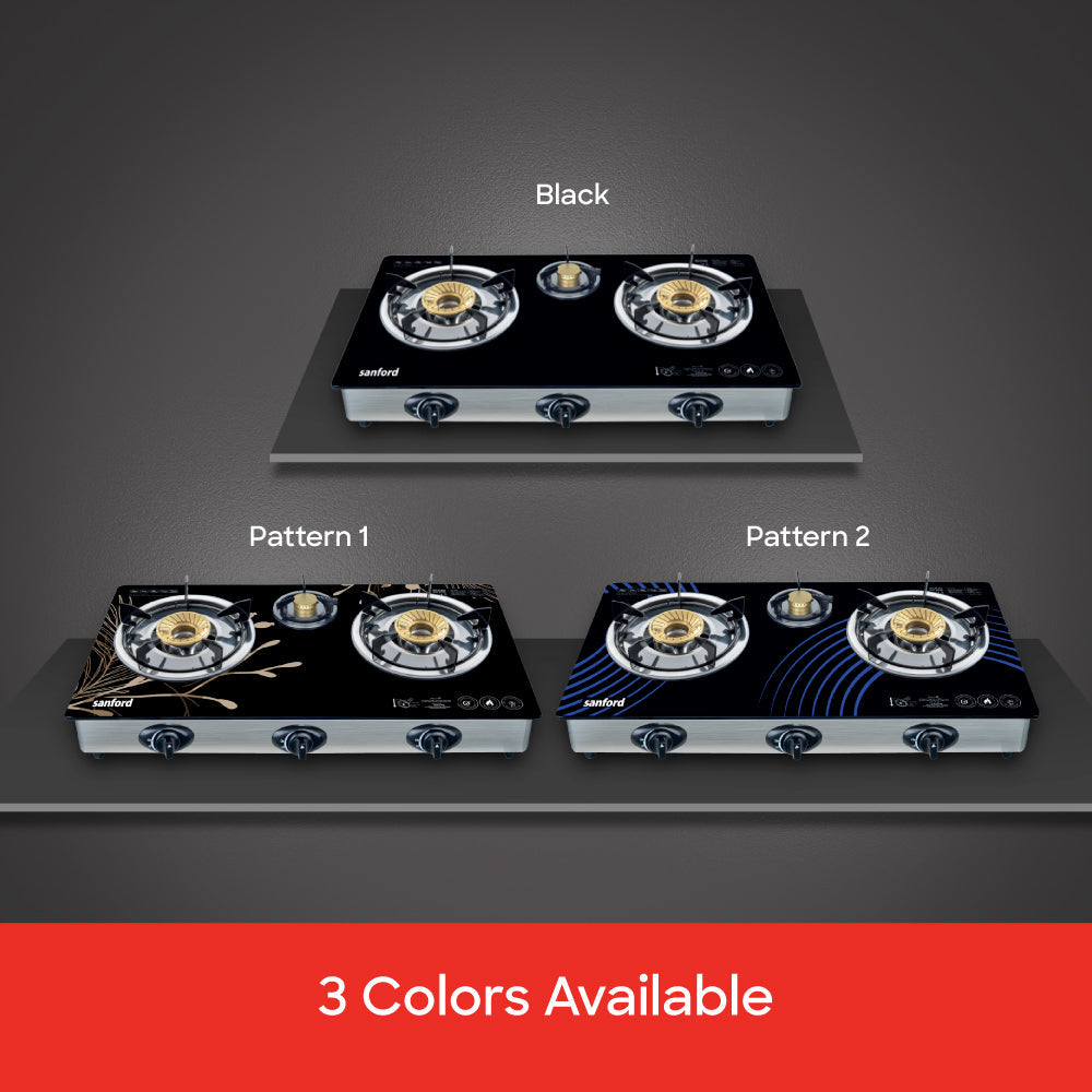 Sanford Triple Burner Glass Gas Stove | SF5326GC - B - buysanford
