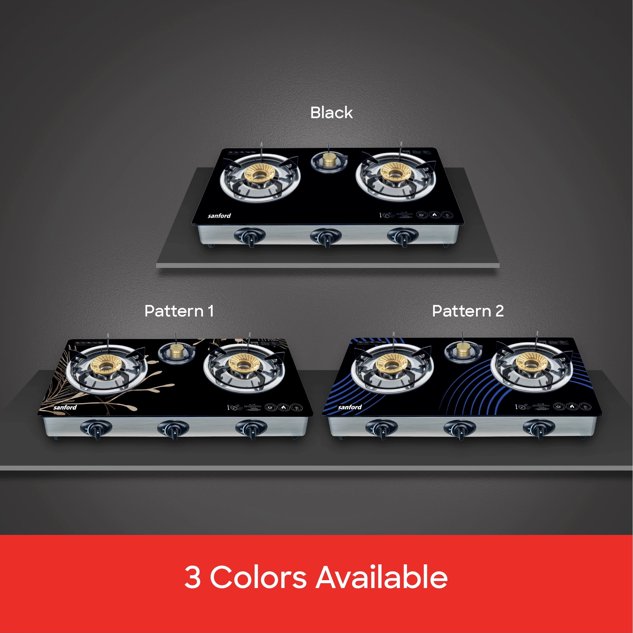 Durable Build triple burner glass gas stove sanford 5