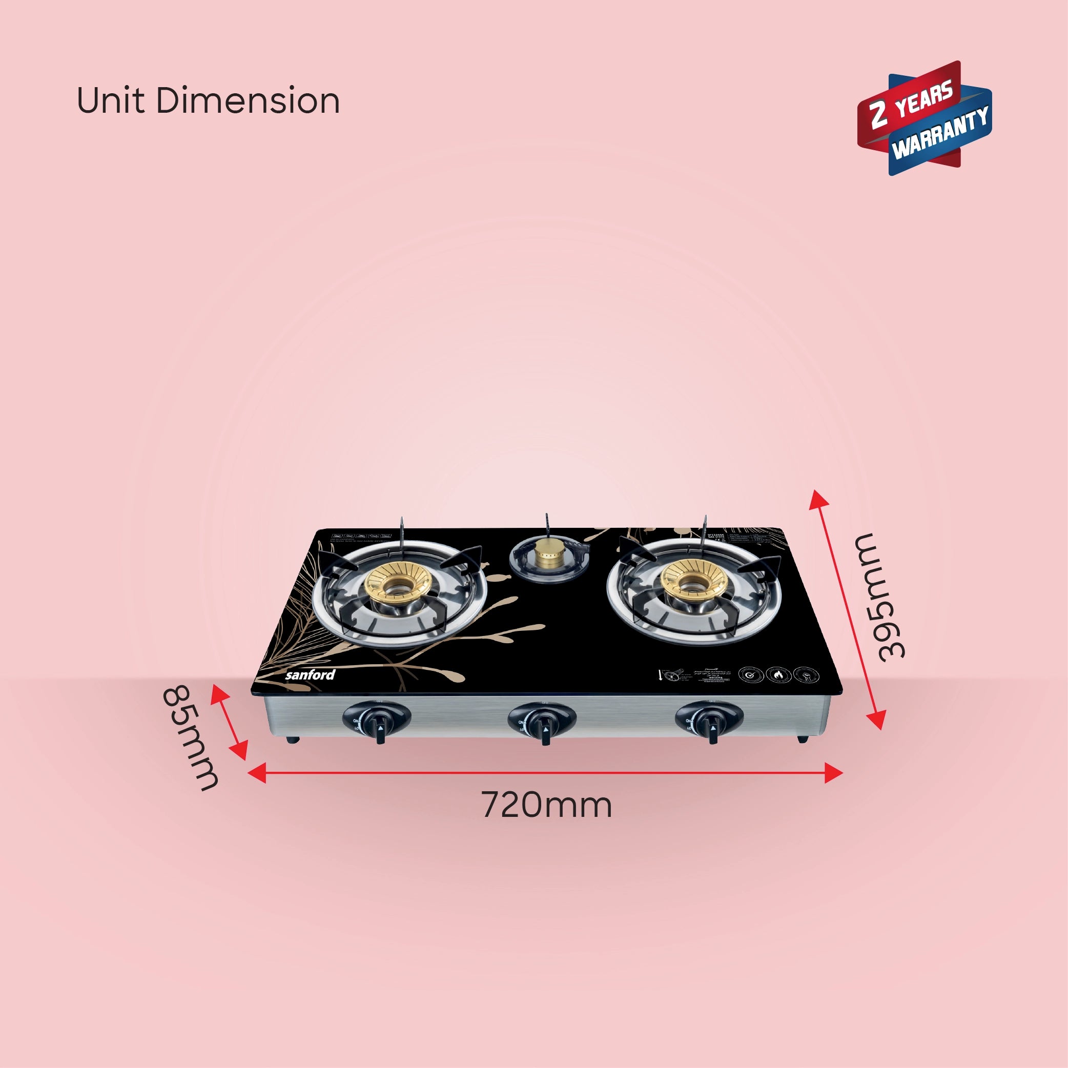 Durable Build triple burner glass gas stove sanford 6
