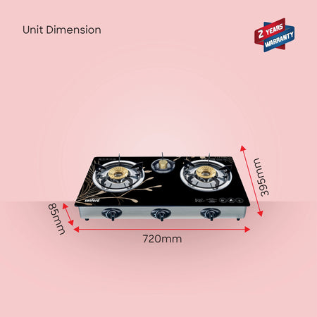 Durable Build triple burner glass gas stove sanford 6