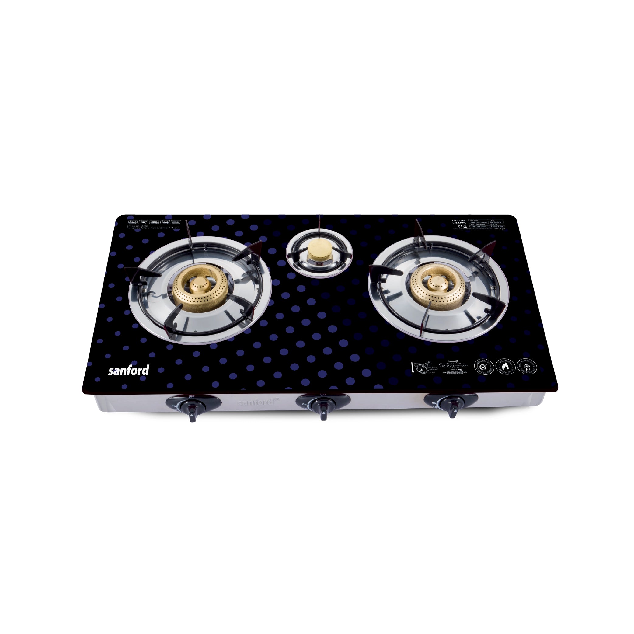 triple burner glass gas stove durable sanford 1