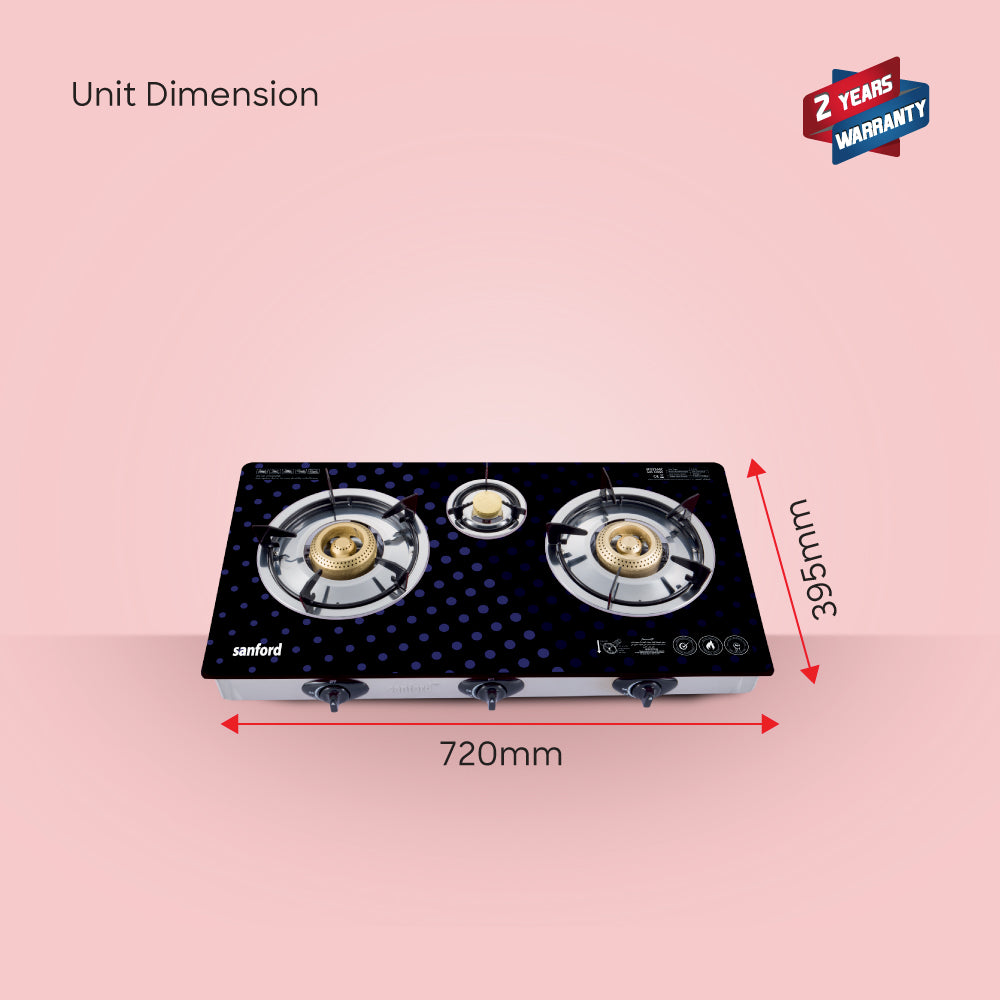 Sanford Triple Burner Glass Gas Stove | SF5326GC - C - buysanford