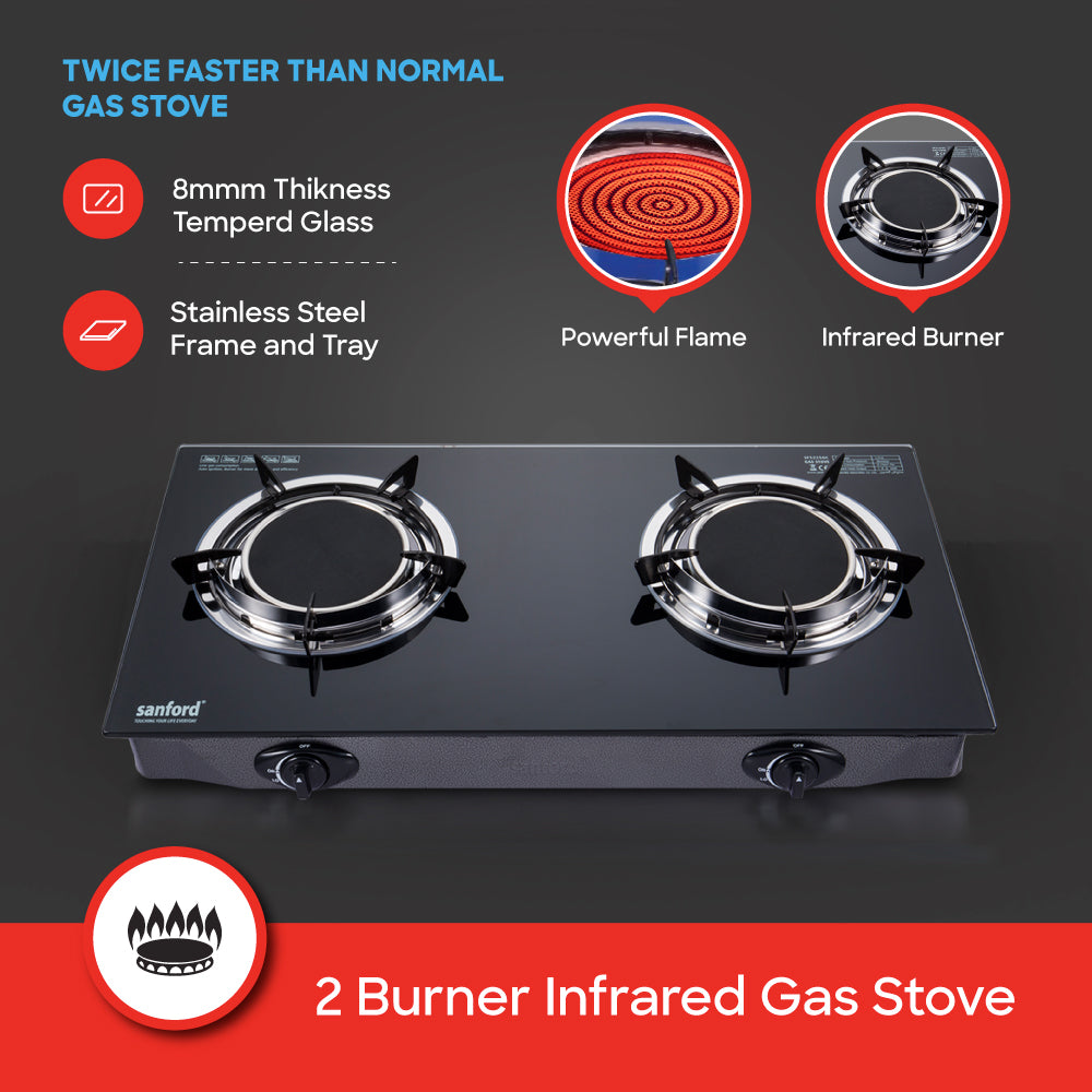 Sanford Infrared Gas Stove with Tempered Glass & Auto Ignition - buysanford