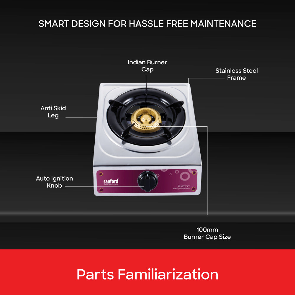 Sanford Heavy Cast Iron Gas Stove with Auto Ignition|SF5352GC 1B - buysanford