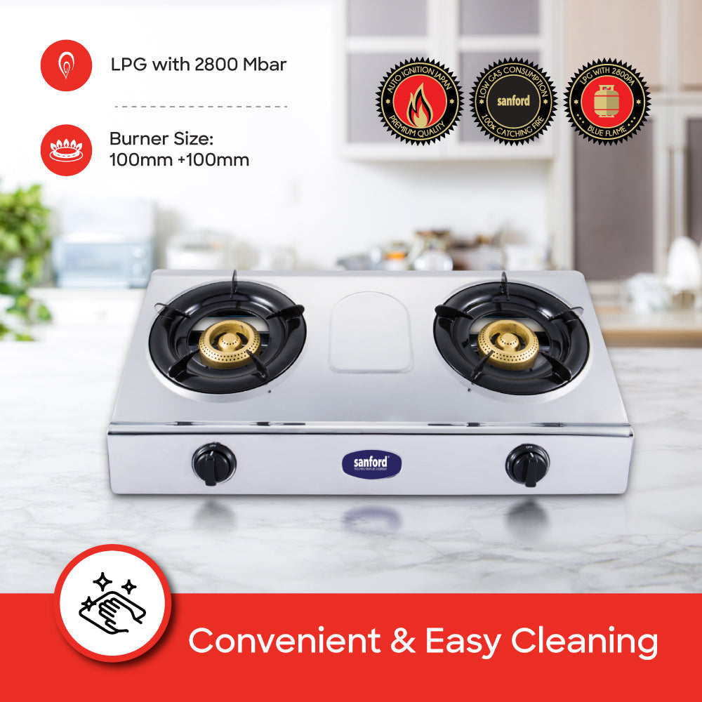 Sanford Double Burner Stainless Steel Gas Stove | SF5356GC - buysanford