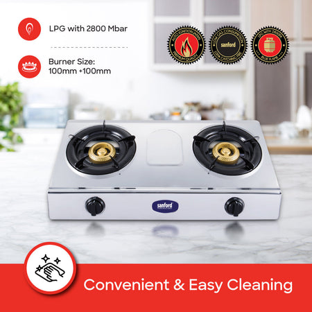 Sanford Double Burner Stainless Steel Gas Stove | SF5356GC - buysanford