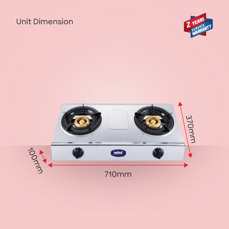 Sanford Cast Iron Double Burner LPG Stove with Stainless Steel Frame|SF5356GC 2B - buysanford