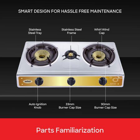 Sanford Stainless Steel Triple Burner Stove with Blue Flame - buysanford