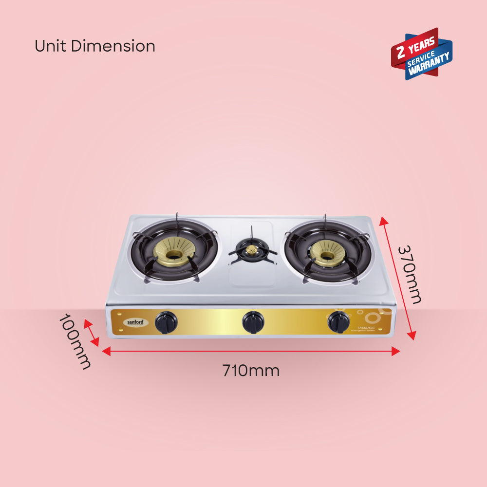 Sanford Stainless Steel Triple Burner Stove with Blue Flame - buysanford