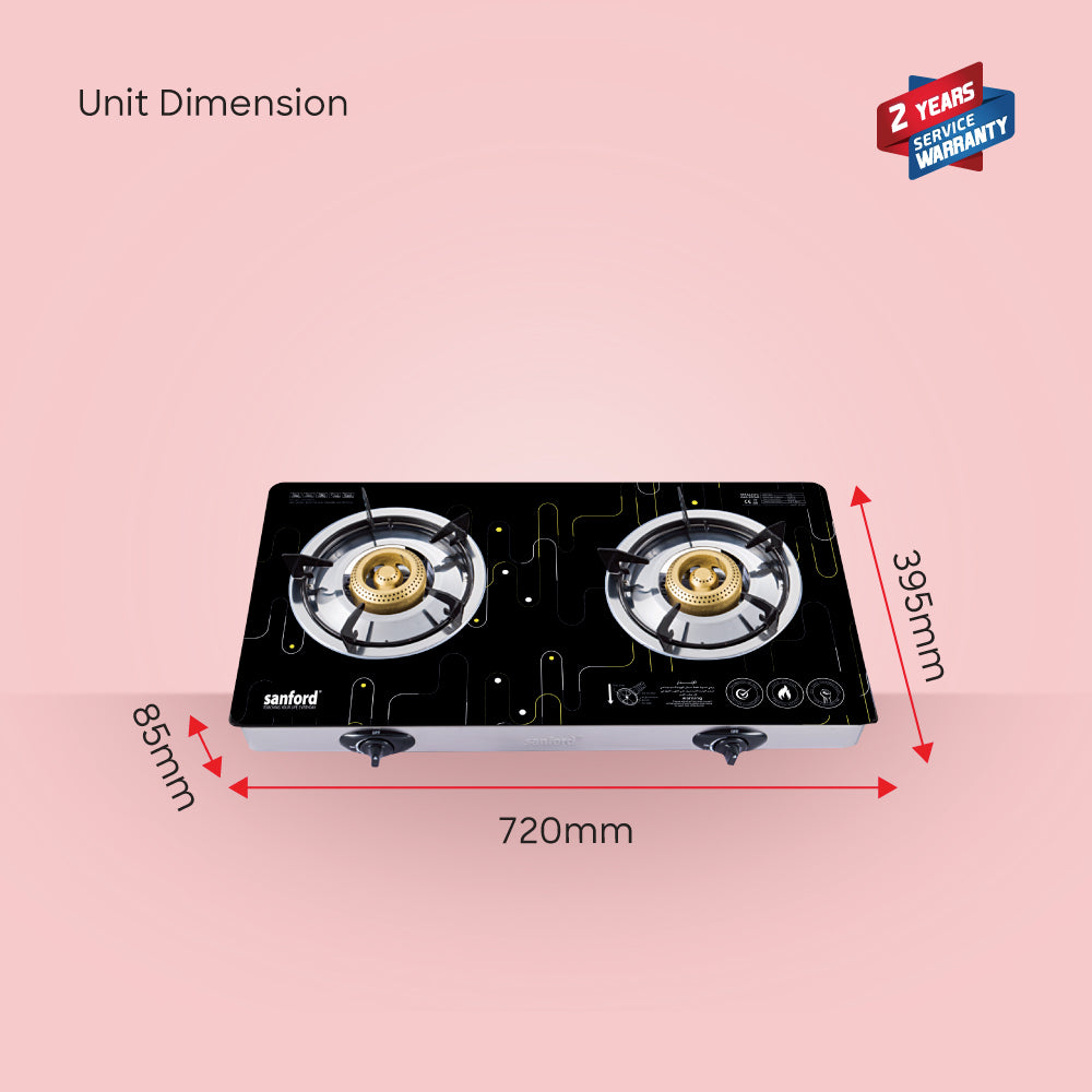Sanford Glass Top Gas Stove with Indian Burner & Cast Iron Cap - buysanford