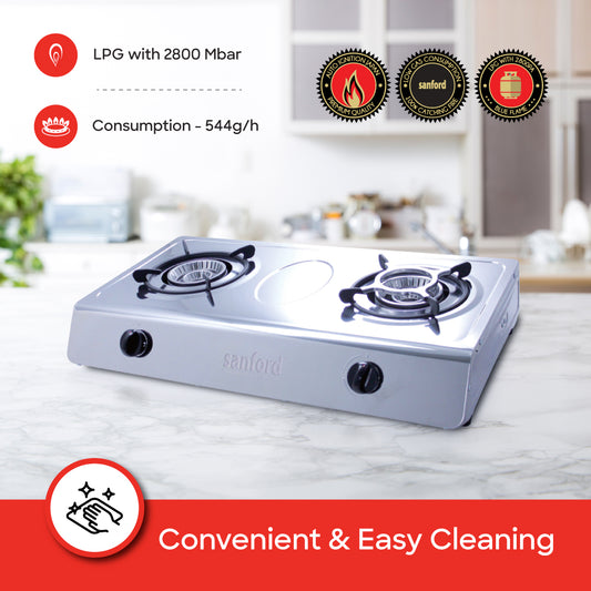 Sanford Double Burner Stainless Steel Gas Stove | SF5401GC - buysanford