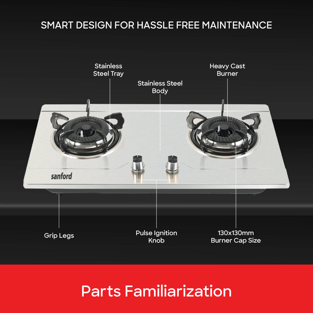 Sanford 2 Burner Glass Top Gas Hob | SF5402GC - buysanford