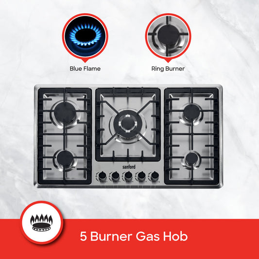 Sanford Stainless Steel 5-Burner Gas Hob with FSD Safety device | SF5452GH-FSD - buysanford