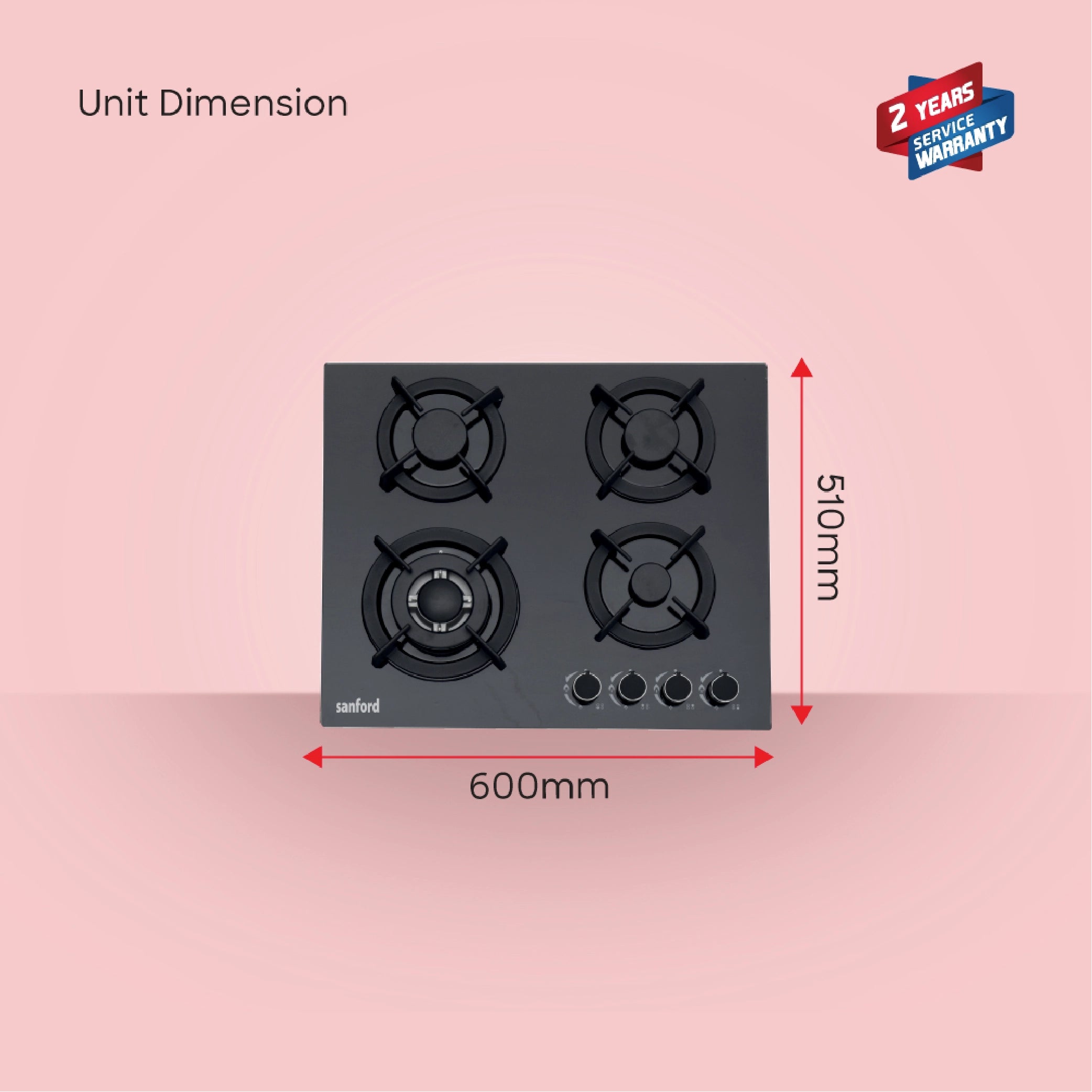 4 burner glass gas hob auto ignition blue flame sanford 6