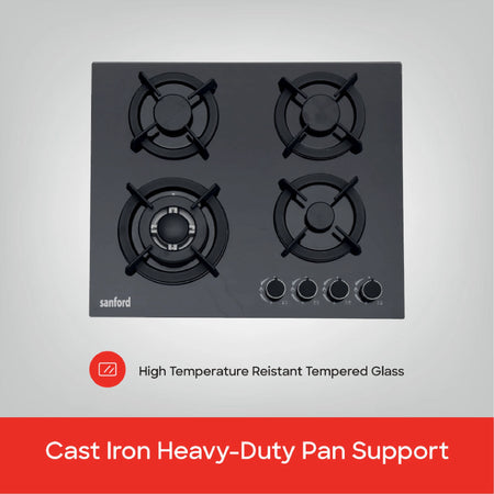 4 burner glass gas hob auto ignition blue flame sanford 4