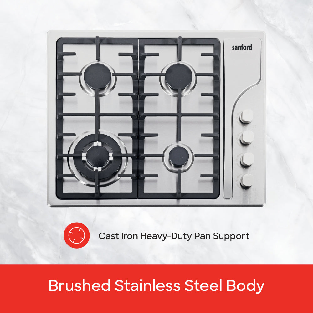 Sanford Stainless Steel 4-Burner Gas Hob | SF5455GH - buysanford