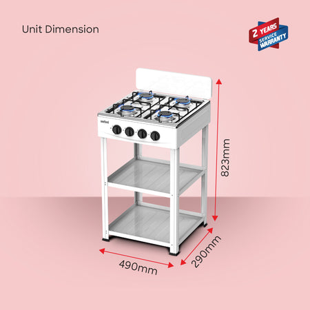 Sanford Four Burner Gas Stove with Cabinet Stand & SS Top Panel - buysanford