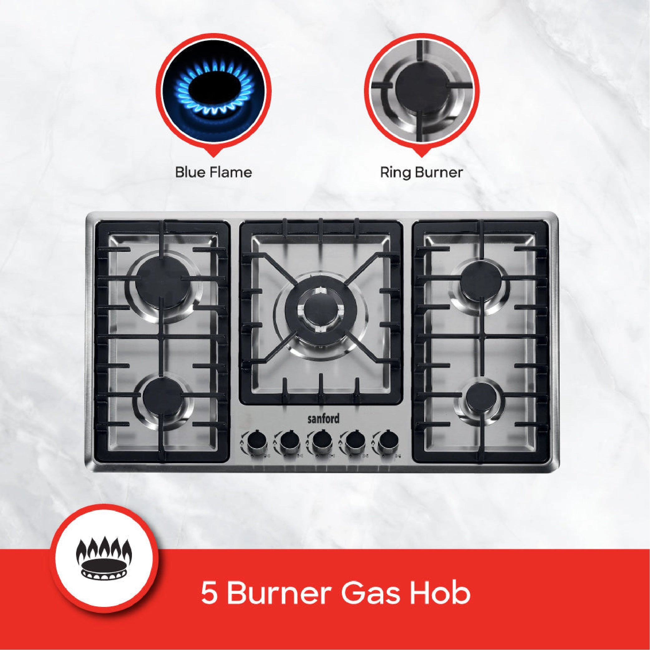5 burner gas stove blue flame auto ignition sanford 3