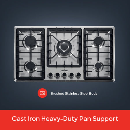 Sanford Stainless Steel 5-Burner Gas Hob | SF5465GH - buysanford