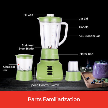 3 in 1 blender mincer mill 1600ml jar stainless steel blades sanford 5