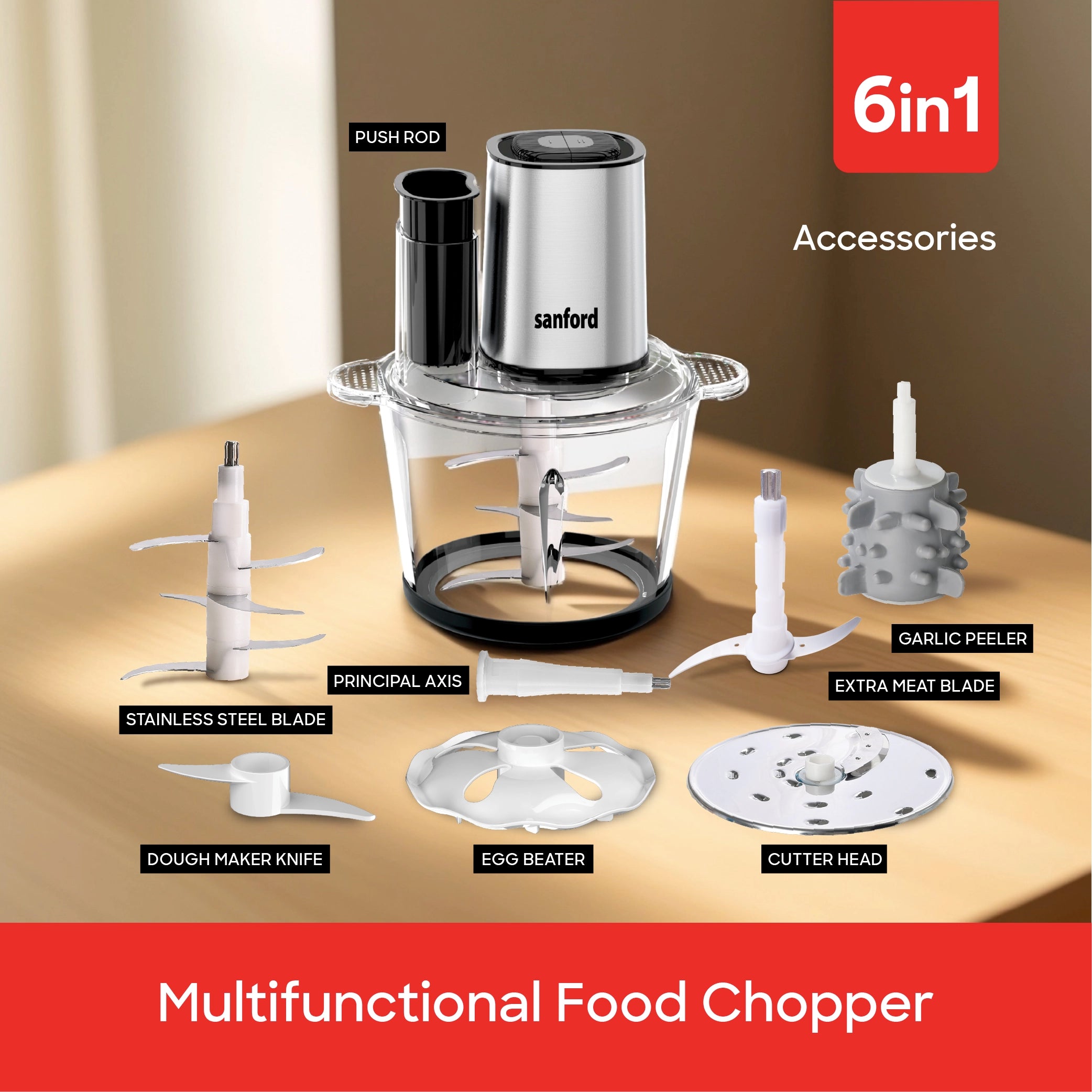 food chopper 3L glass bowl 2 speed stainless steel blades sanford 5