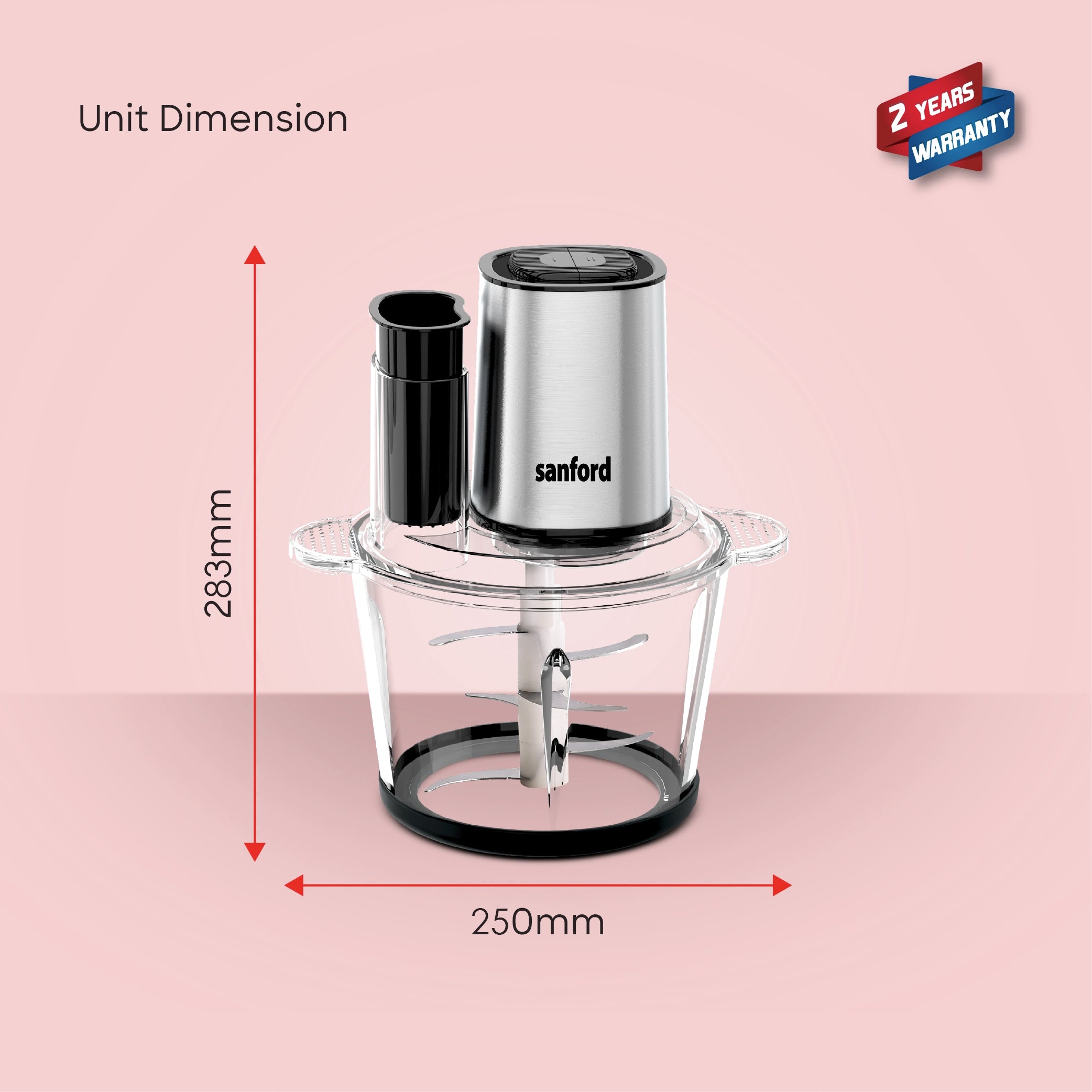 food chopper 3L glass bowl 2 speed stainless steel blades sanford 7