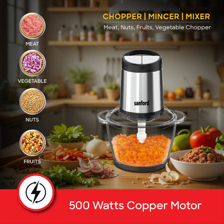 1.2L 500W food chopper glass bowl 2 speed control sanford 4