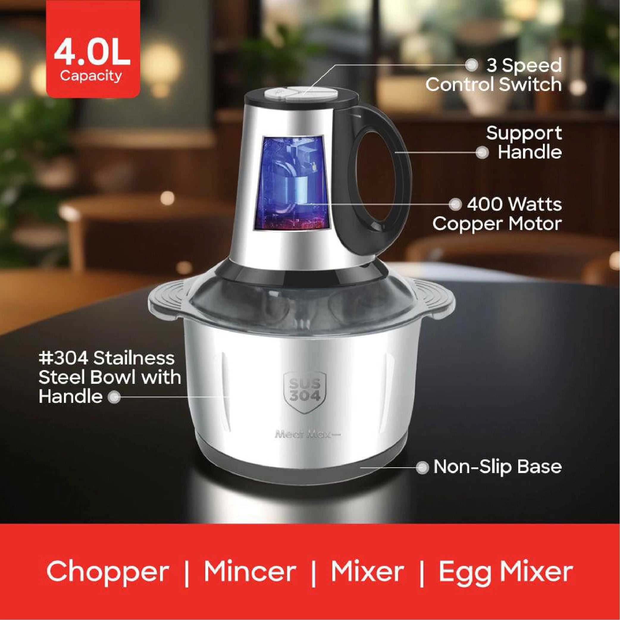 multifunction heavy duty food chopper 4L sanford 3