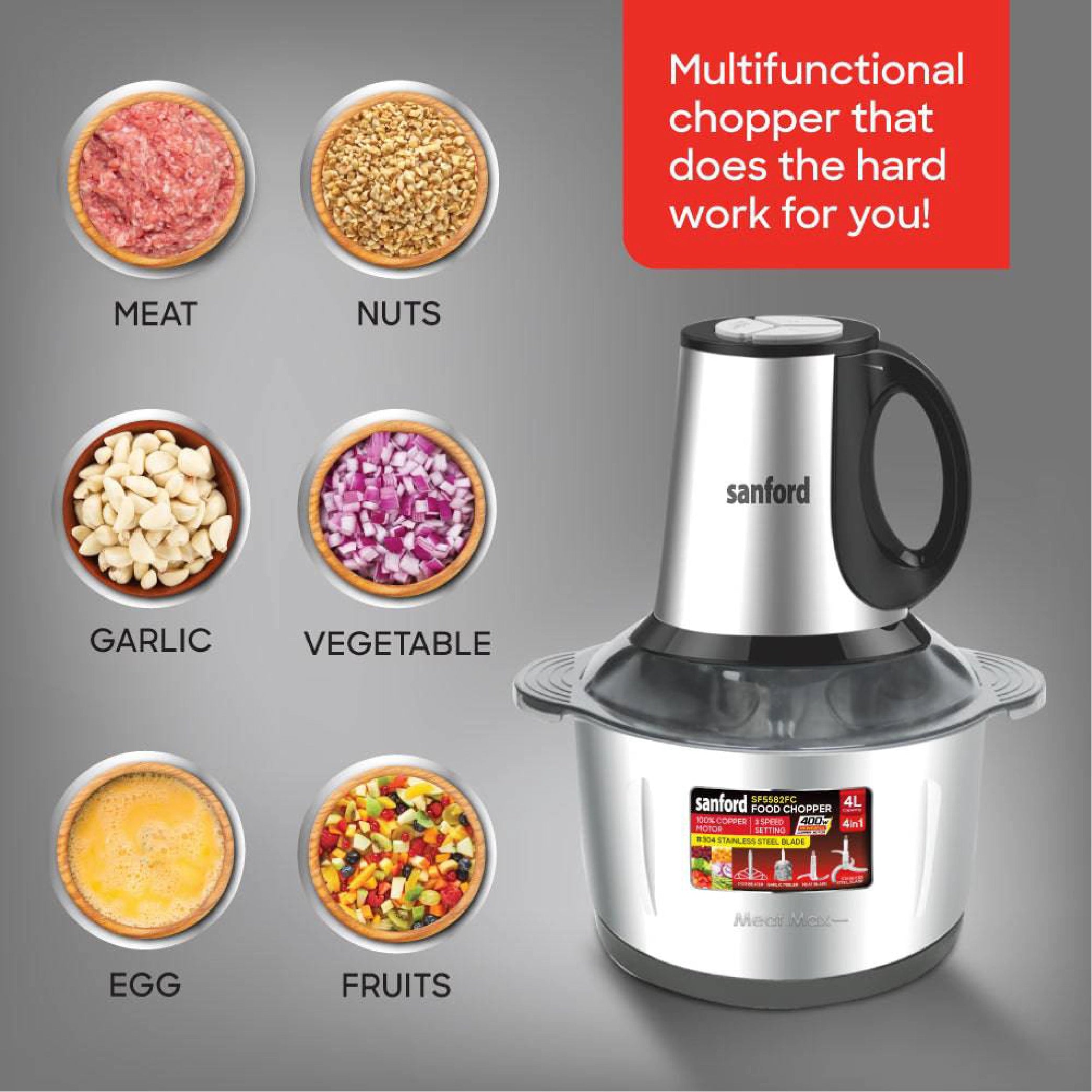 multifunction heavy duty food chopper 4L sanford 4