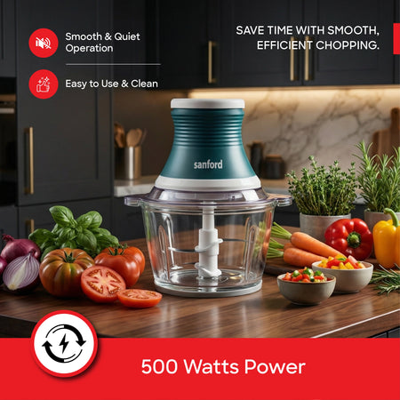500W multifunction chopper mixer 2L glass bowl stainless steel blades sanford 4