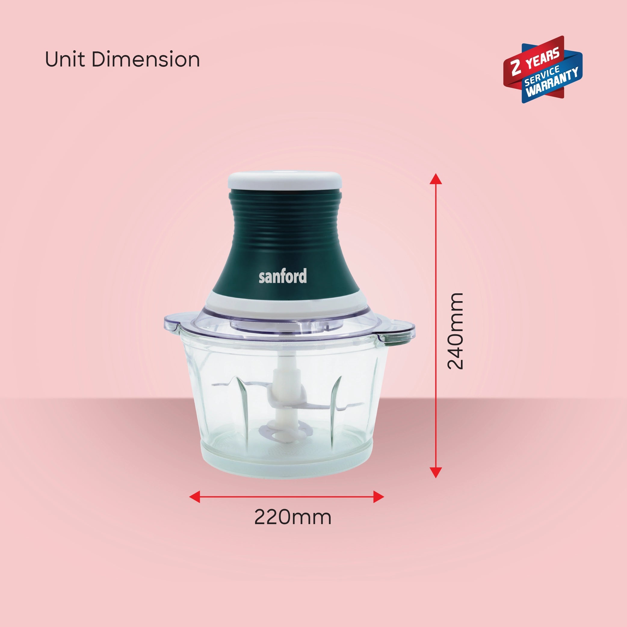 500W multifunction chopper mixer 2L glass bowl stainless steel blades sanford 6