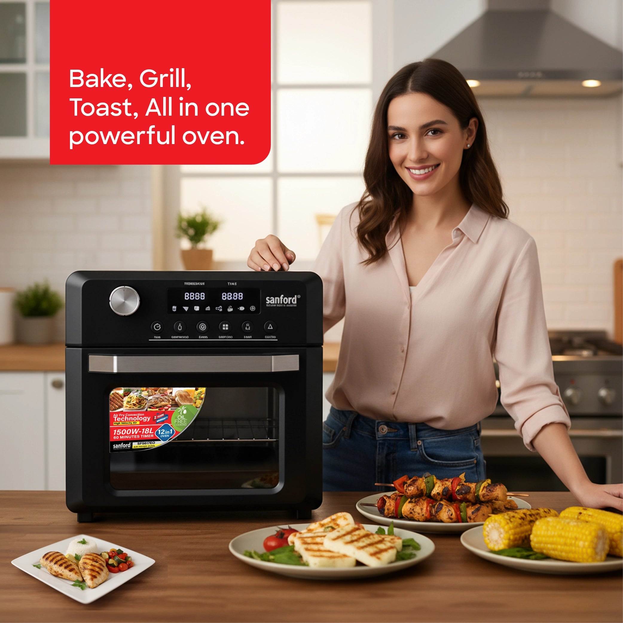 air fryer oven 18L 12 cooking functions 1500W sanford 2