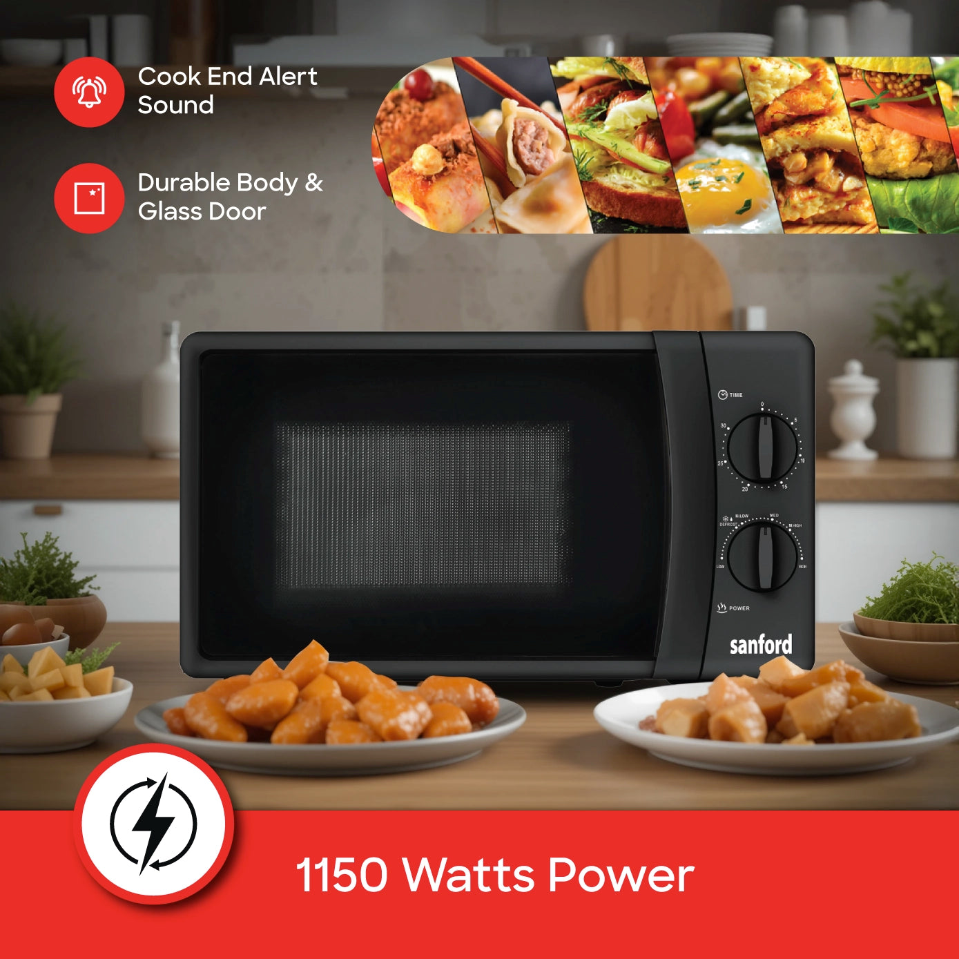 SF5629MO Microwave Oven Interior - Cabin Light & Defrost Function for Frozen Foods - UAE