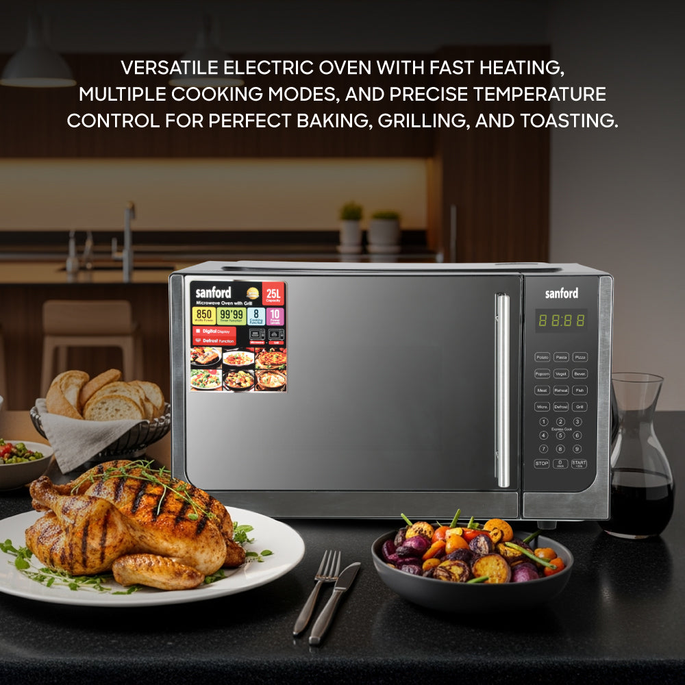 Sanford 25L Microwave Oven with Grill, LED Display & 10 Power Levels - buysanford