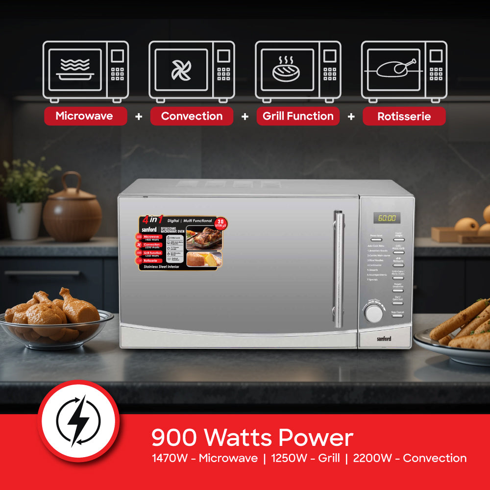 Sanford digital microwave oven LED display and touch controls