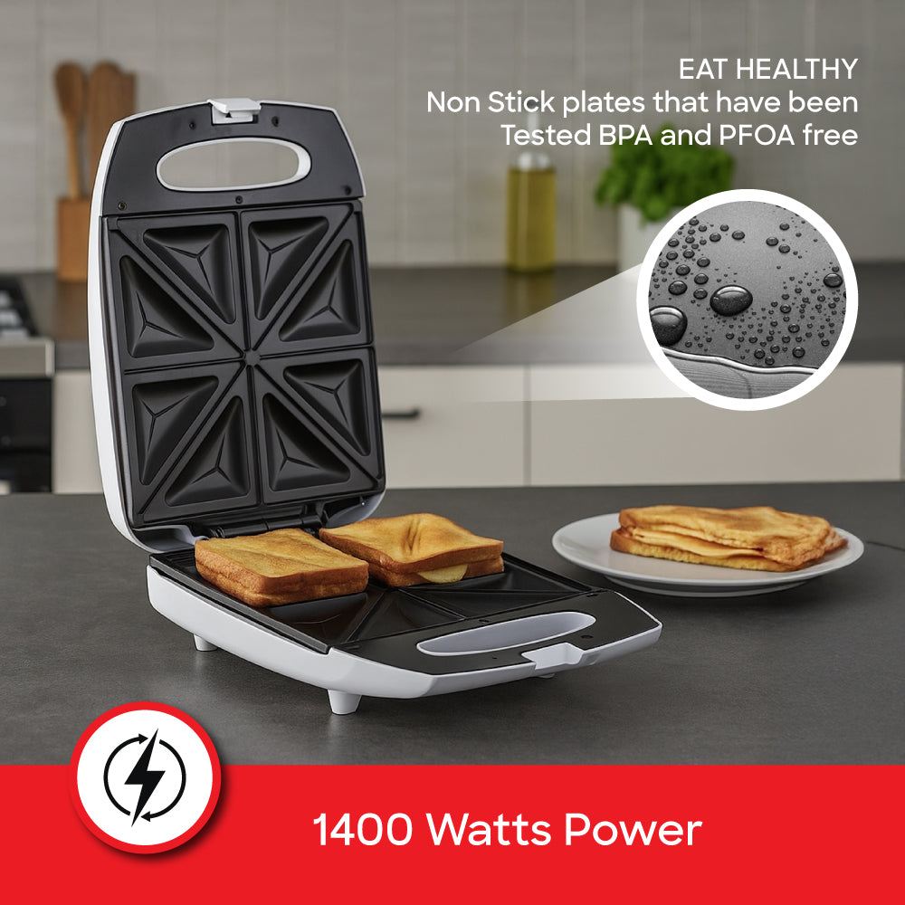 Sanford 4-Slice Sandwich Maker with Non-Stick Plates & Keep Warm Function - buysanford