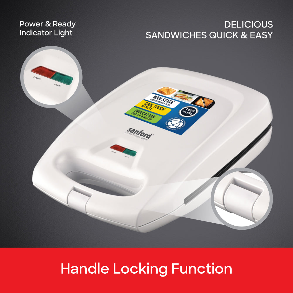 Sanford 4-Slice Sandwich Maker with Non-Stick Plates & Keep Warm Function - buysanford
