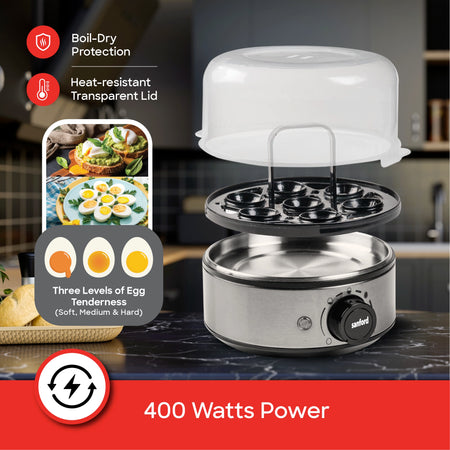 Sanford SF5755FS 7 Egg Boiler – 400 watts power feature callout